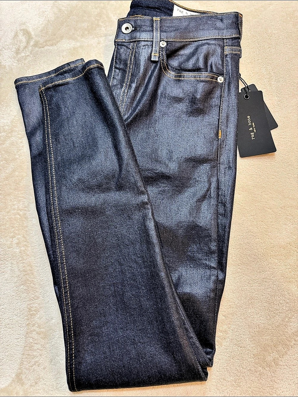 rag & bone Nina High-Rise Skinny Jeans in Blue Waist 28 NWT